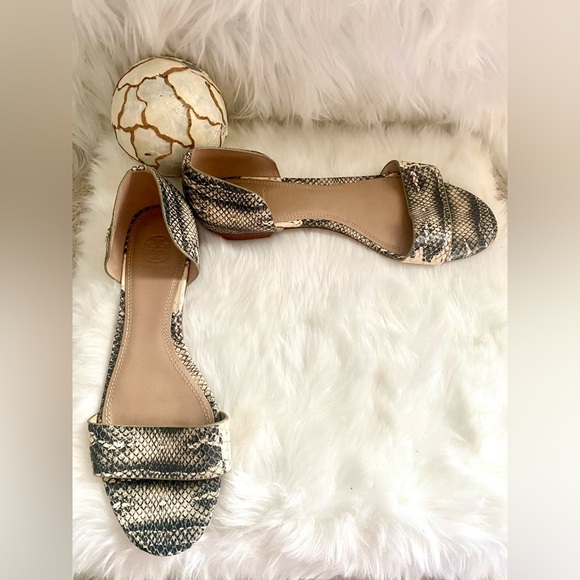 ✨TORY BURCH✨ Savannah Snake Leather Print Flats Sandals Size 10.5 M - Picture 8 of 8
